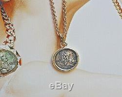 Beautiful Classic Bvlgari 18kt Yellow Gold Monete Pendant Necklace Ancient Coin