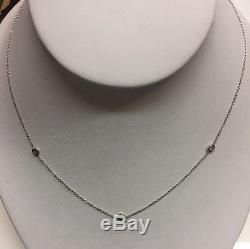 Beautiful Roberto Coin 18K White Gold 3 Station Diamond withRuby 20 Necklace Chai