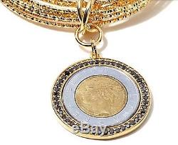 Bellezza Lira Coin 1.77ctw Black Spinel Bronze Interlocking Bangle Bracelet