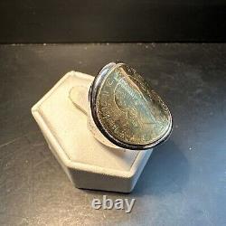 Bold Silver White Bronze Gold Lire Coin Ring Milor Italy Sz 8