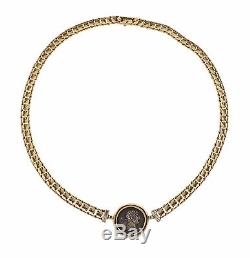 Bulgari Ancient Coin Hadrianus Caesar Denarius Gold Diamond Necklace