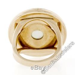 Bulgari Bvlgari 18K Yellow Gold Inlaid Mother of Pearl 25mm Large Coin Ring Sz 6