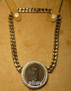 Bvlgari 18K Yellow Gold Ancient Coin Diamond Monete Necklace