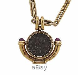 Bvlgari Bulgari Monete 18k Gold Ruby Ancient Coin Pendant Necklace