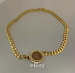 Bvlgari Diamond Gold Ancient Coin Pendant Necklace