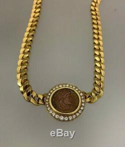 Bvlgari Diamond Gold Ancient Coin Pendant Necklace