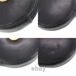 CELINE Logos Coin Purse Black Gold Leather Italy Vintage Authentic #UU128 O