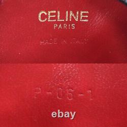 CELINE Logos Coin Purse Black Gold Leather Italy Vintage Authentic #UU128 O