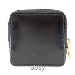 CELINE Used Mini Coin Case Black Glossy Leather Gold Metal Italy #AE900 M