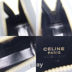 CELINE Used Mini Coin Case Black Glossy Leather Gold Metal Italy #AE900 M