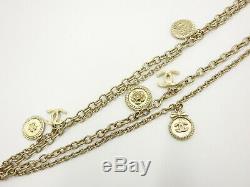 CHANEL CC Coin Medal Motif Long Necklace GP Gold B14P 100th Anniversary V-1985