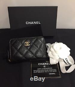 CHANEL Classic Zippy Coin Purse in Black Caviar with Gold-Tone Hardware NEW