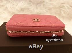 CHANEL Pink Caviar Zippy Coin Purse Card Case Gold-tone Hardware NEW Authentic