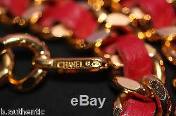 CHANEL Vintage Gold Chain Red Leather Belt CC Logo 31 Rue Cambon Paris Coin NICE