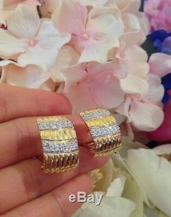CLOSEOUT ROBERTO COIN 18k Yellow Gold Diamond Half Hoop Earrings HM1348SB