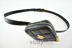 Chanel 20K Black Diamond Lambskin Quilted Gold CC Waist Fanny Pack Bum Belt Bag