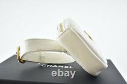 Chanel 20K White Diamond Caviar Quilted Gold CC Logo Arm Band Ankle Bracelet Bag
