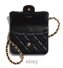 Chanel 21A Black Flap Coin Purse With Chain Gold Handle Shoulder Crossbody Bag