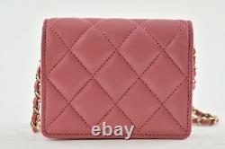 Chanel 21A Mini Wallet On Chain Pink Lambskin Gold Card Shoulder Crossbody Bag