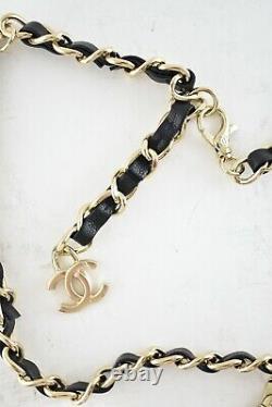 Chanel 21B Black Caviar Mini Chain Classic Gold Card Belt Waist Necklace Bag
