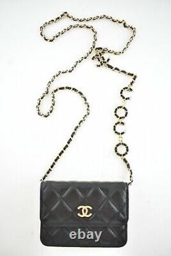 Chanel 21B Black Caviar Mini Wallet On Chain Gold COCO Shoulder Crossbody Bag