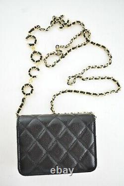 Chanel 21B Black Caviar Mini Wallet On Chain Gold COCO Shoulder Crossbody Bag