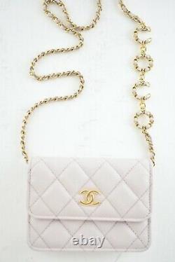 Chanel 21B Purple Caviar Mini Wallet On Chain Gold COCO Shoulder Crossbody Bag