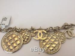 Chanel NWT Gold CC Logo Quilted Medallion Coin Bracelet ($1265) withtax