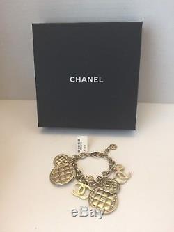 Chanel NWT Gold CC Logo Quilted Medallion Coin Bracelet ($1265) withtax