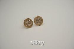 Chanel Small Gold Chip coin With Crystal Classic cc earrings