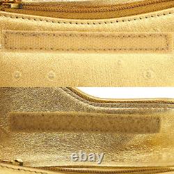 Christian Dior Saddle Coin Card Case Gold Ostrich Leather Italy Auth #OO729 O