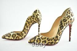 Christian Louboutin Hot Chick 100 Black Brown Gold Leopard Coins Heel Pump 39