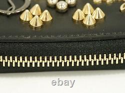 Christian Louboutin Panettone Leather Studded Coin Case Black Gold