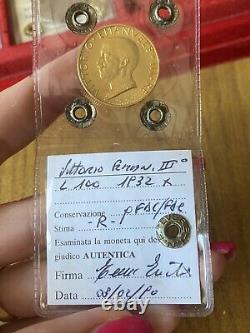 Coin Gold Kingdom D'Italia 100 Livres -forward 1932 Rare Sealed Qfdc / FDC