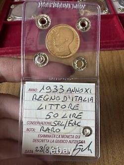 Coin Gold Kingdom D' Italy 50 Livres Lictor 1933 A. Xi Rare Sealed Spl / FDC