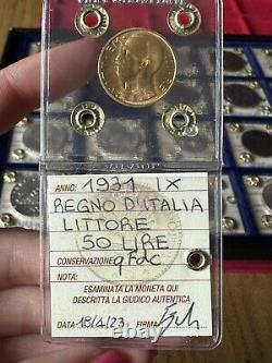 Coin Gold Kingdom D' Italy Lictor 50 Livres 1931 A. Ix Sealed Qfdc