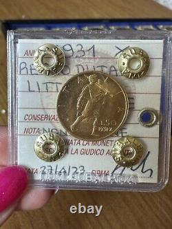 Coin Gold Kingdom D' Italy Lictor 50 Livres 1931 A. X Nc Sealed Qfdc Subalpina