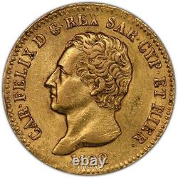 Coin Italy Savoy Sardinia Charles-Felix Gold 20 lire 1822 L Turin PCGS