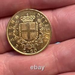 Coin, Italy, Vittorio Emanuele II, 20 Lire, 1877, Rome Gold