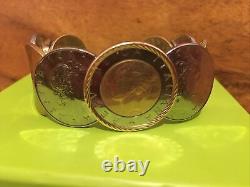 Coin bezel 14k Gold/stainless Milor Italy Italian Repvbblica L 500 Coin Bracelet