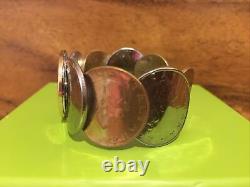 Coin bezel 14k Gold/stainless Milor Italy Italian Repvbblica L 500 Coin Bracelet