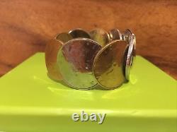 Coin bezel 14k Gold/stainless Milor Italy Italian Repvbblica L 500 Coin Bracelet