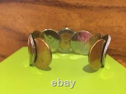 Coin bezel 14k Gold/stainless Milor Italy Italian Repvbblica L 500 Coin Bracelet