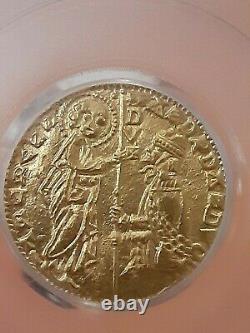 Crusader States Achaia. Robert D'Angio gold Zecchino (1346-64) MS63