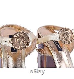DOLCE & GABBANA Nappa Leather Coins Heel Sandals BIANCA Pumps Heels Gold 04288