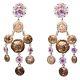 DOLCE & GABBANA RUNWAY Coin Flowers Monete e Fiori Clip Earrings Gold Pink 05462