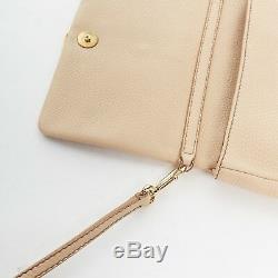 DOLCE GABBANA gold roman coin flap front tan leather clutch crossbody small bag