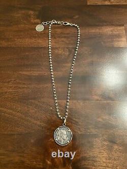 Del Brenna Italy Silver beaded chain with24k gold overlay and Italian coin pendant