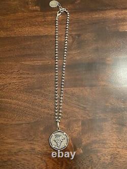 Del Brenna Italy Silver beaded chain with24k gold overlay and Italian coin pendant