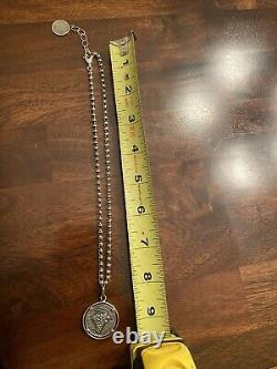 Del Brenna Italy Silver beaded chain with24k gold overlay and Italian coin pendant